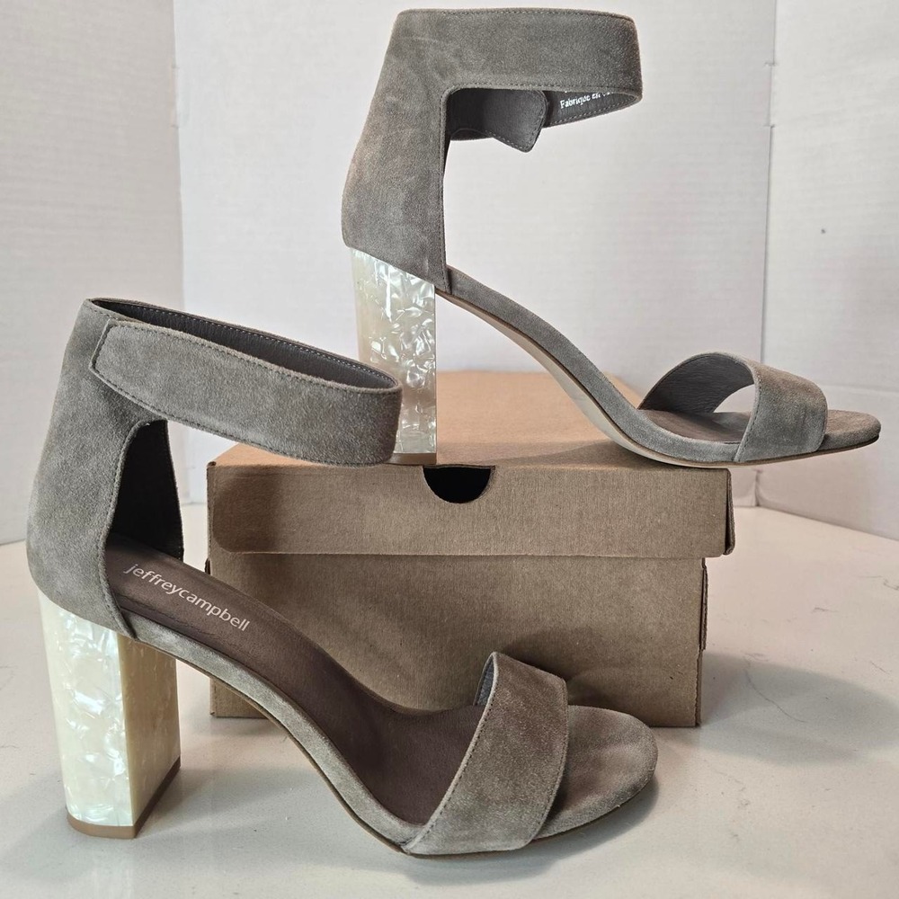 Jeffrey Campbell Gray Suede Heels with Pearl-Like Heel glamour partyshoes- 10 US